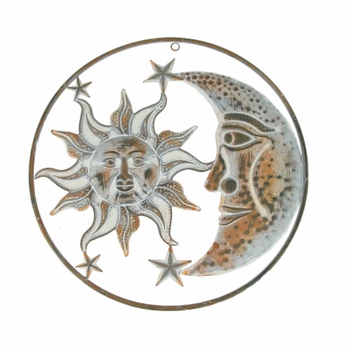 Metal Celestial Moon Sun Decor Garden Art Indoor Outdoor Patio Wall Sculpture 