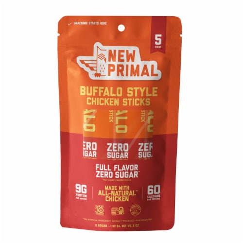 The New Primal Chicken Sticks Buffalo Style All Natural Perspective: front
