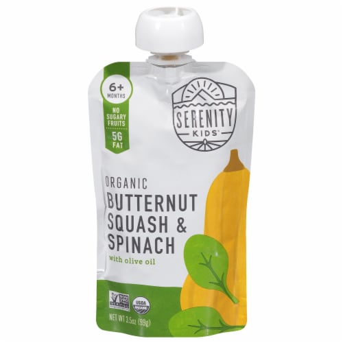 Serenity Kids Organic Butternut Squash & Spinach with Avocado Oil Baby Food Perspective: front