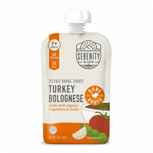Serenity Kids Turkey Bolognese with Bone Broth, Organic Vegetables & Herbs Pouch, 3.5oz Perspective: front