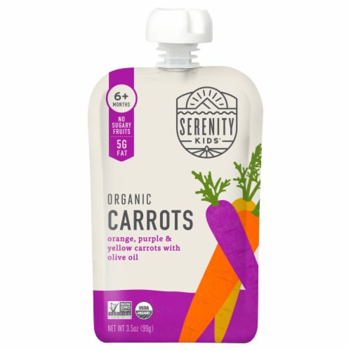 Serenity Kids Organic Carrots with Organic Olive Oil Baby Food Pouch - 3.5oz Perspective: front