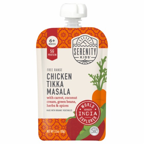 Serenity Kids Chicken Tikka Masala with Organic Vegetables Pouch, 3.5oz Perspective: front