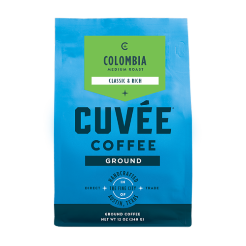 Cuvee Colombia Medium Roast Ground Coffee Perspective: front