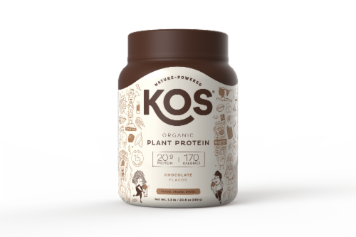 KOS Organic Chocolate Flavor Plant Protein Powder Perspective: front