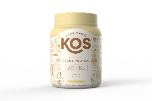 KOS Organic Vanilla Flavor Plant Protein Powder Perspective: front