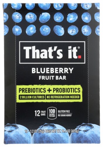 That's It Prebiotics + Probiotics Blueberry Fruit Bars Perspective: front