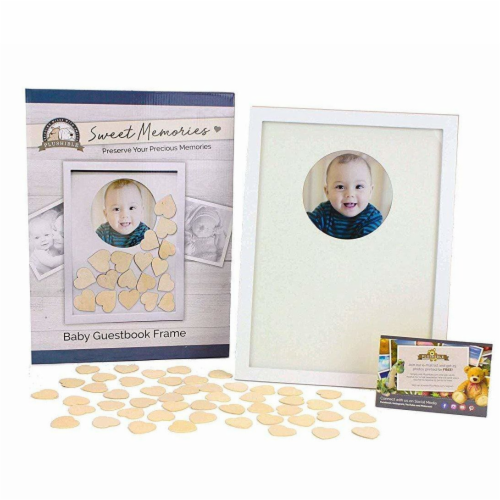 Wooden Heart Baby Shower Guest Book Perspective: front