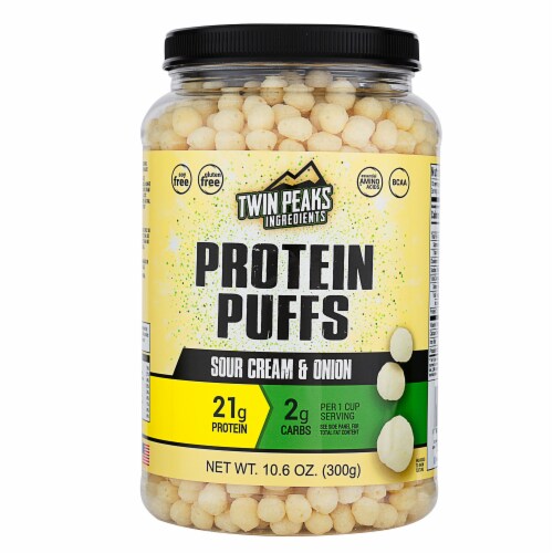 Twin Peaks Ingredients Sour Cream & Onion Protein Puffs Perspective: front