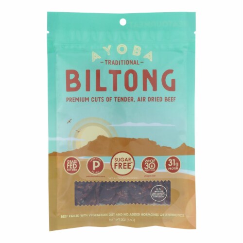 Ayoba-Yo Biltong Grass-Fed Beef Snack Perspective: front