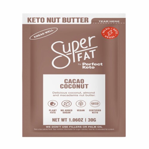 Super Fat by Perfect Keto Cacao Coconut Keto Nut Butter Perspective: front