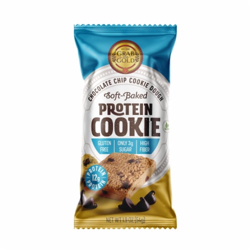 Grab the Gold Chocolate Chip Cookie Dough Protein Cookie Perspective: front