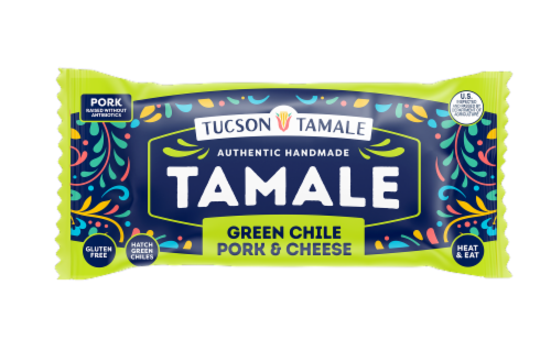 Tucson Tamale Green Chile Pork & Cheese Tamale Perspective: front