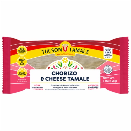 Tucson Tamale Chorizo & Cheese Tamale Perspective: front