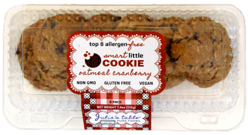 Julia's Table Gluten Free Oatmeal Cranberry Smart Little Cookie 6 Count Perspective: front