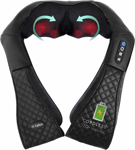 Zyllion Cordless Rechargeable Shiatsu Neck Massager - Black, 1