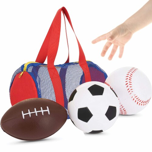 Neliblu 3 Sports Balls Set - 5  Baseball, 5  Soccer, 8  Football in Carry Bag Perspective: front