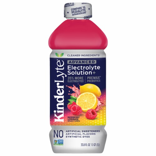 Kinderlyte Advanced Natural Raspberry Lemonade Electrolyte Solution Drink Perspective: front