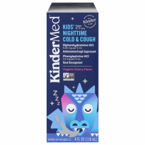 Kinderfarms Kids Cherry Nighttime Cold & Cough Decongestant Perspective: front