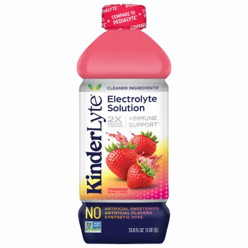 KinderLyte® Immune Support Strawberry Medical Grade Electrolyte Solution Drink Perspective: front