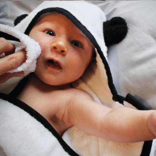 BedVoyage 19989452 Panda Baby Rayon Viscose Bamboo Bath Essentials, White & Black Perspective: front