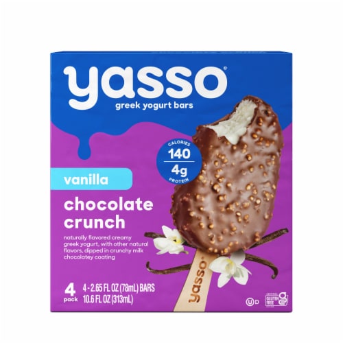 Yasso Frozen Greek Yogurt Vanilla Chocolate Crunch Bars Perspective: front