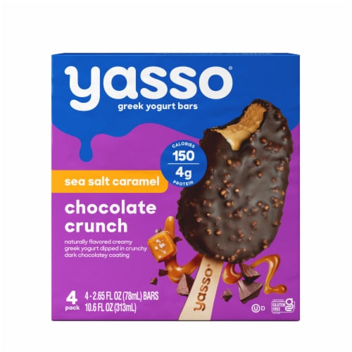 Yasso Salted Caramel Chocolate Crunch Frozen Greek Yogurt Bars Perspective: front