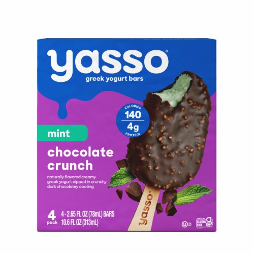 Yasso Frozen Greek Yogurt Mint Chocolate Crunch Bars Perspective: front