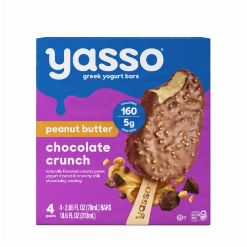 Yasso Frozen Greek Yogurt Peanut Butter Chocolate Crunch Bars Perspective: front