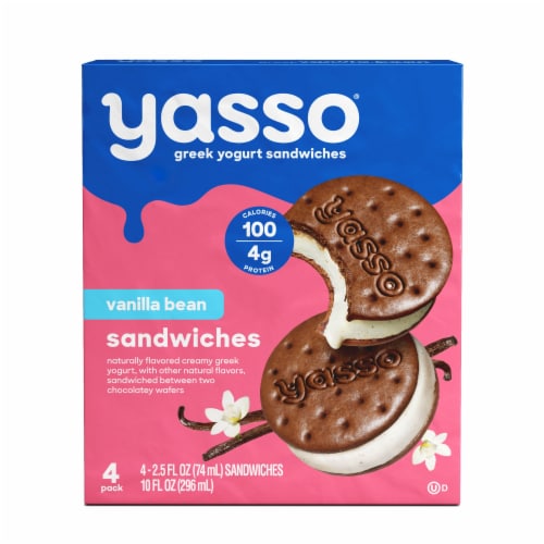 Yasso Vanilla Bean Frozen Greek Yogurt Sandwiches Perspective: front