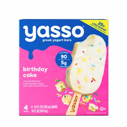 Yasso Frozen Greek Yogurt Birthday Cake Bars Perspective: front