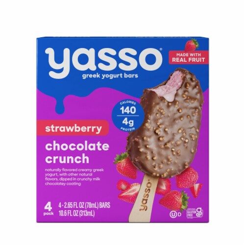 Yasso Frozen Greek Yogurt Strawberry Chocolate Crunch Bars Perspective: front