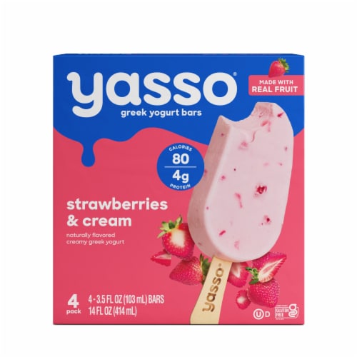 Yasso Frozen Greek Yogurt Strawberries & Cream Bars Perspective: front
