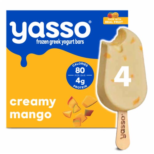Yasso Frozen Greek Yogurt Creamy Mango Bars Perspective: front