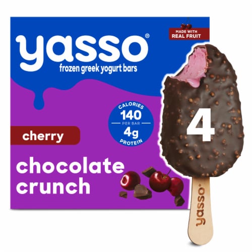 Yasso Cherry Chocolate Crunch Frozen Greek Yogurt Bars Perspective: front