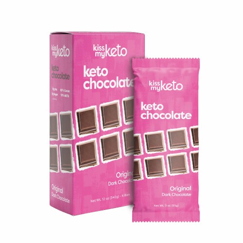 Kiss My Keto Original Dark Chocolate Bar Perspective: front