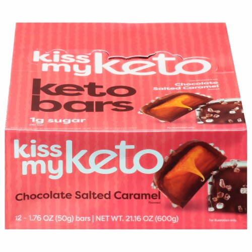 Kiss My Keto Chocolate Salted Caramel Keto Bars Perspective: front