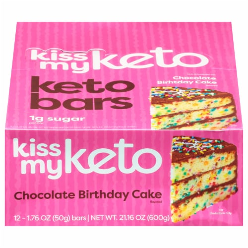 Kiss My Keto Chocolate Birthday Cake Keto Bars Perspective: front