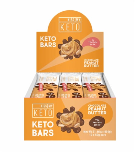 Kiss My Keto Chocolate Peanut Butter Keto Bars Perspective: front