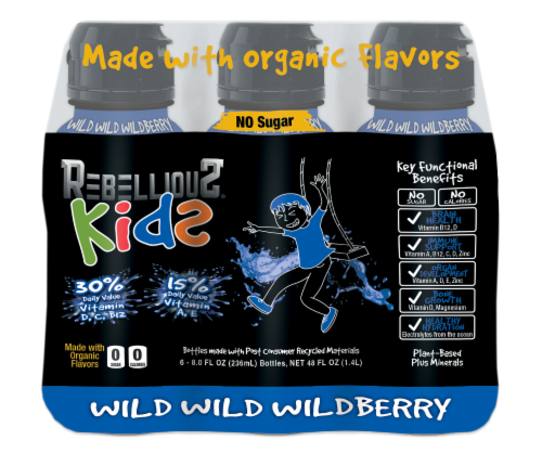 Rebellious® Kids Wild Wild Wildberry Beverage Bottles Perspective: front