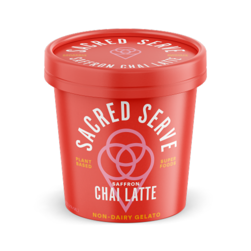 Sacred Serve Saffron Chai Latte Non-Dairy Gelato Perspective: front