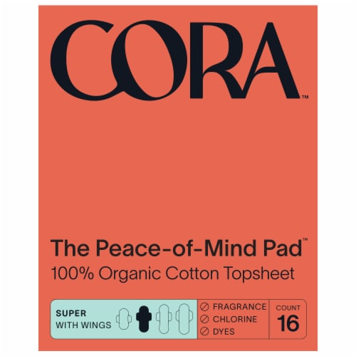 Cora™ Organic Cotton Super Absorbency Ultra Thin Pads Perspective: front