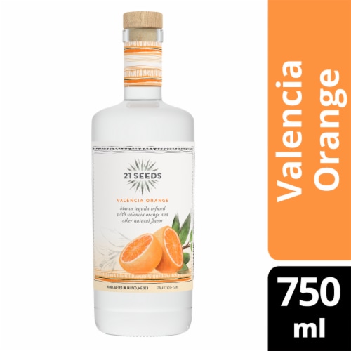 21 SEEDS Valencia Orange Infused Blanco Tequila Perspective: front