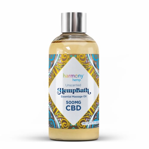 Harmony™ Hemp Unscented Signature Massage Oil 500 mg Perspective: front
