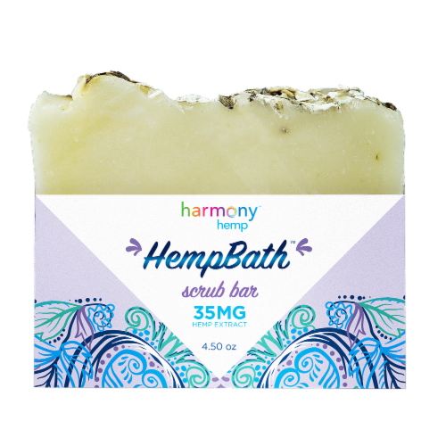 Harmony Hemp HempBath Lavender Oats Scrub Bar 35 mg AVAILABILITY LIMITED TO PHARMACY HOURS Perspective: front