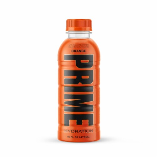 Prime Orange Sports Drink Bottle Perspective: front