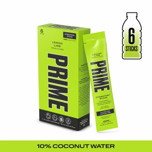 Prime Hydration Lemon Lime Sticks Perspective: front
