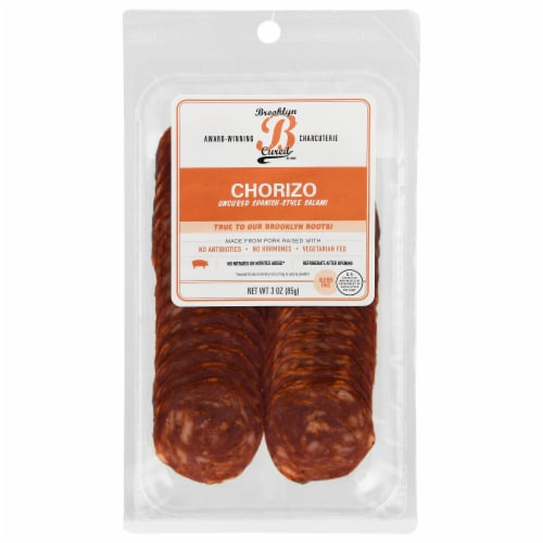 Brooklyn Cured Chorizo Uncured Spanish-Style Salame Perspective: front