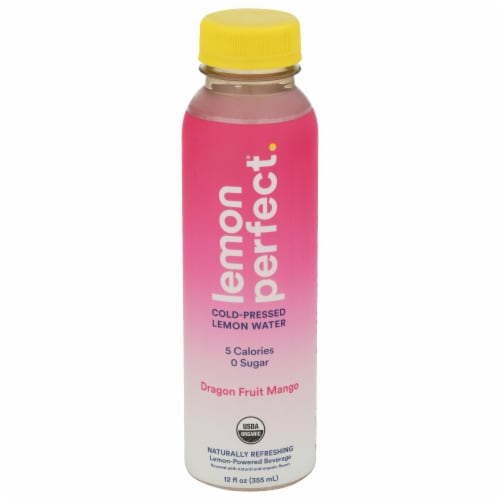 Lemon Perfect Organic Dragon Fruit Mango Cold-Pressed Lemon Water Perspective: front