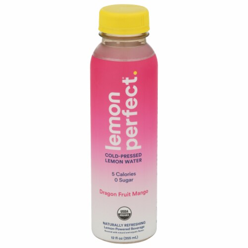 Lemon Perfect Organic Dragon Fruit Mango Cold-Pressed Lemon Water Perspective: front
