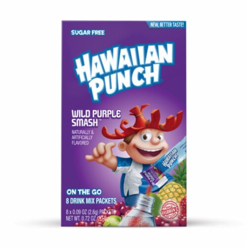 Hawaiian Punch® Sugar Free Wild Purple Smash Powdered Drink Mix Packets Perspective: front